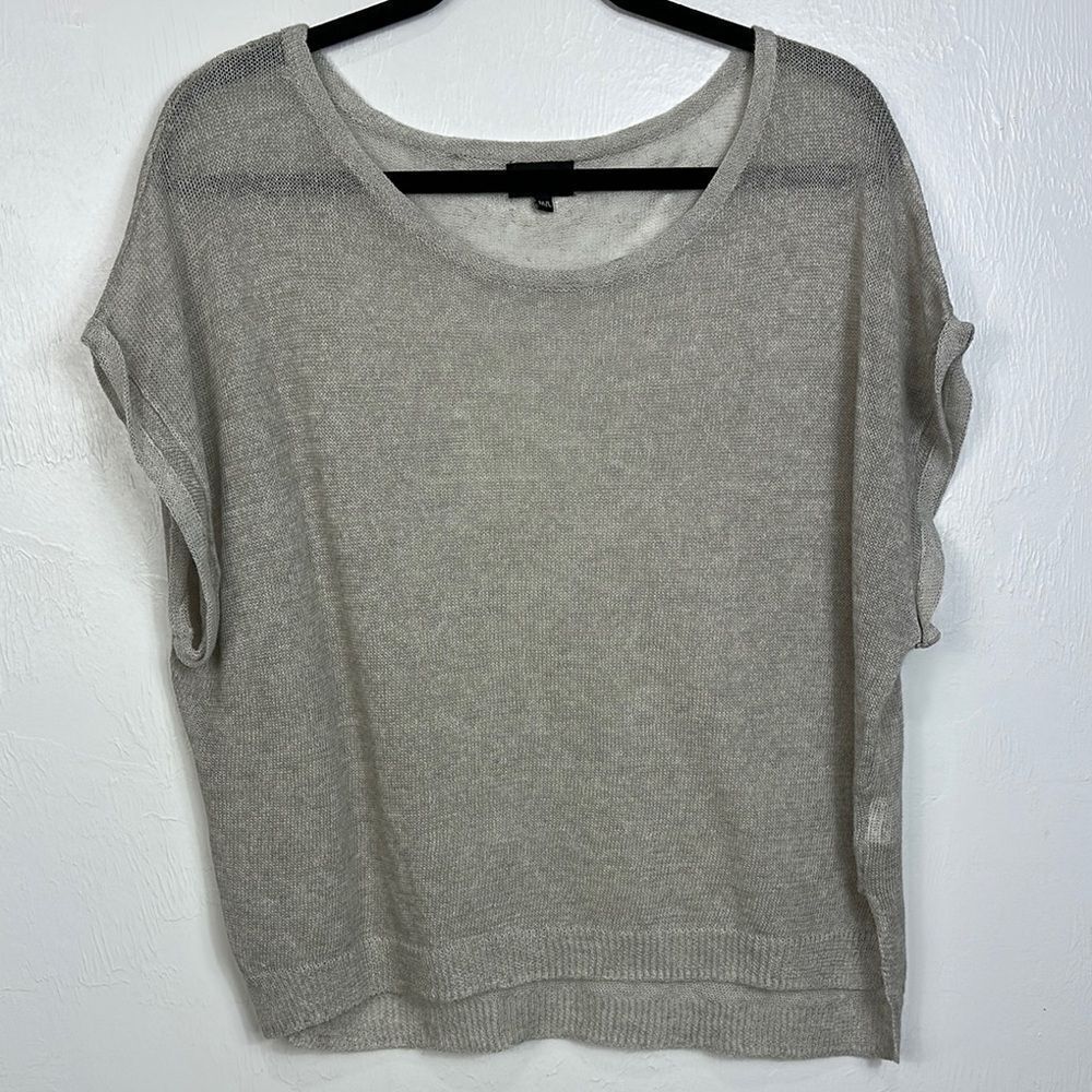 Josie Gray Linen Cotton Knit Short Sleeve Relaxed Fit Top Size M/L